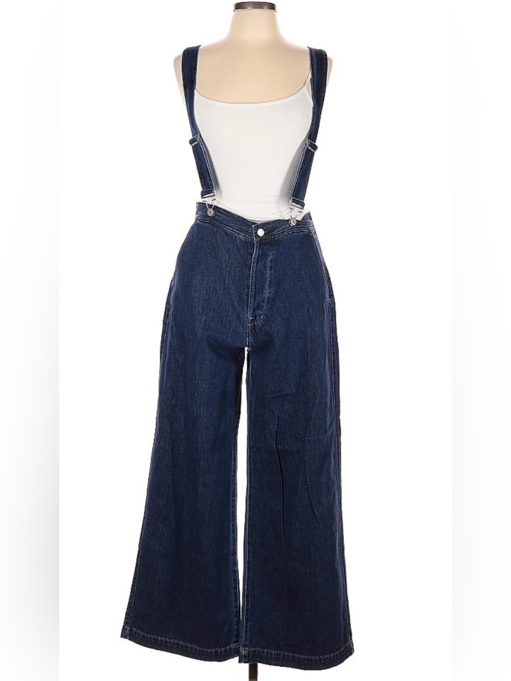 GAP Dark Blue Wide-Leg Denim Overalls with Adjustable Straps